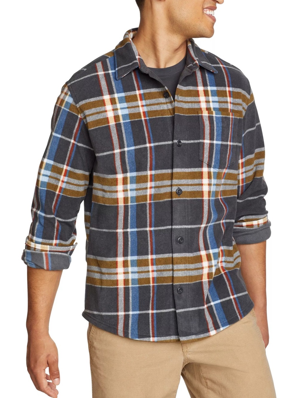Columbia Men's Mr LS Chutes Microfleece Shirt Size M Grysmoke Flannel NEW